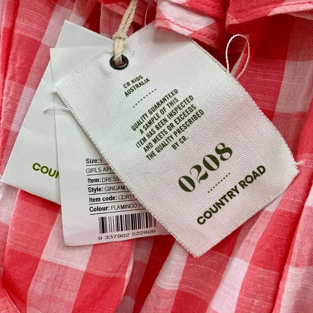 COUNTRY ROAD Red Gingham Dress Girls 5 NWT Checks Ruffles NEW 4th July Summer - Picture 8 of 9